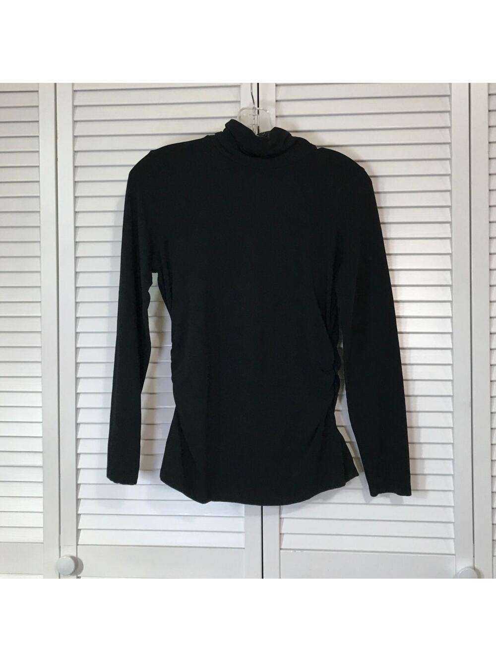 Kenneth Cole Reaction Black High Neck Long Sleeve Women Blouse M